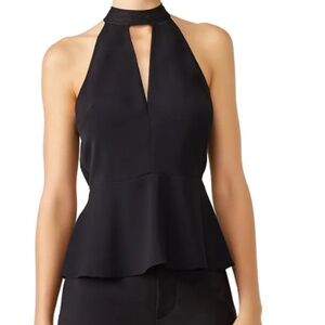 Parker Peggy Halter Keyhole Peplum Top